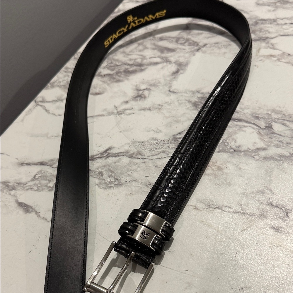 Stacy Adams Black Embossed Leather Belt